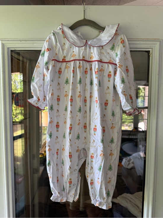 Stitchy Fish Other - White Nutcracker Print Baby One-Piece with Red Trim